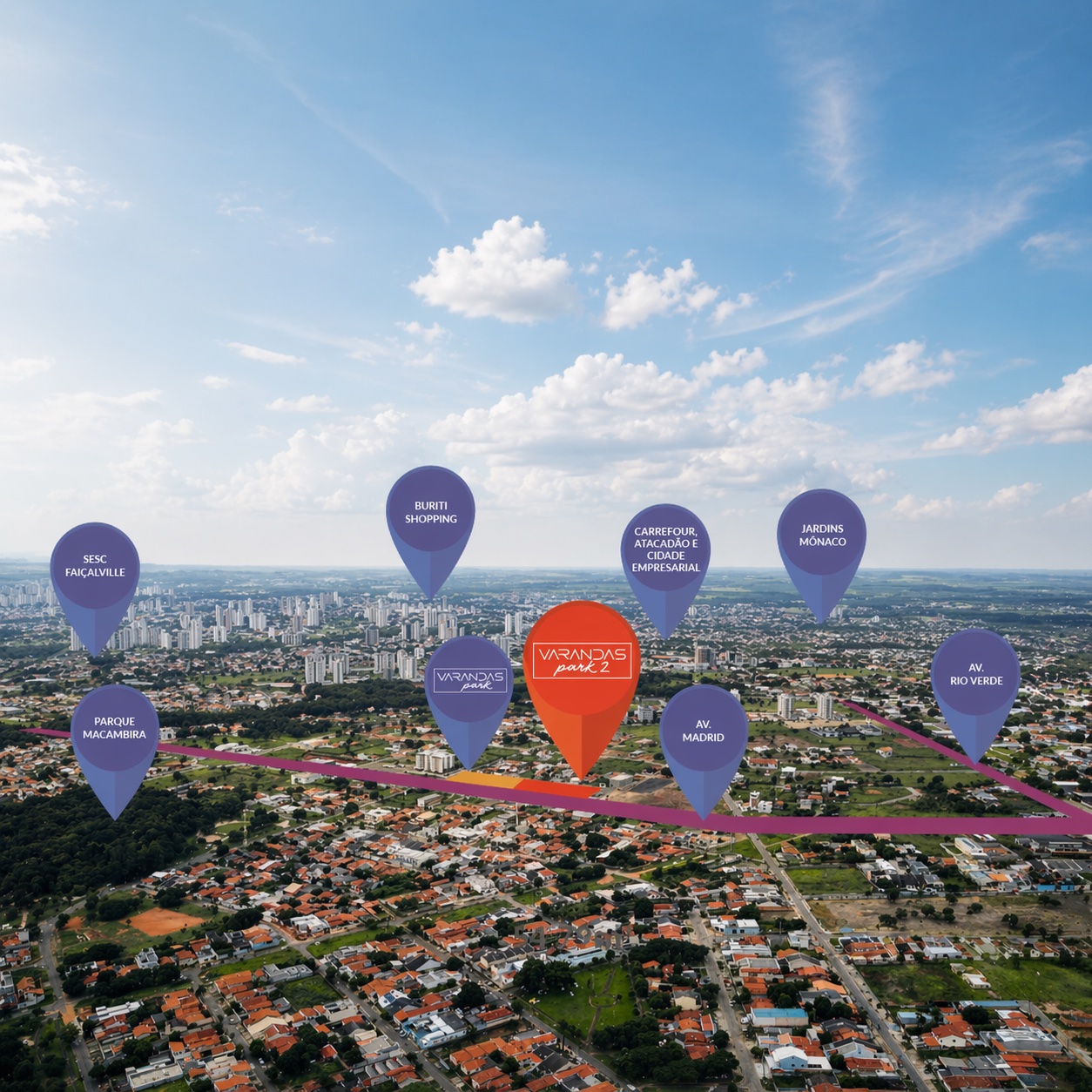 Localização Varandas Park 2 com pontos de interesse